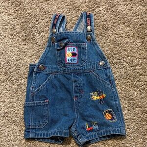 Vintage Infant Denim Bug Alert Overalls 6-9M